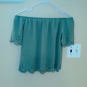 Mint Green Off Shoulder Shirt